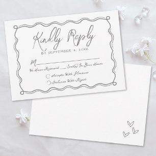 Met de Hand Getekende Vreemde Whimsical Bruiloft RSVP Kaartje