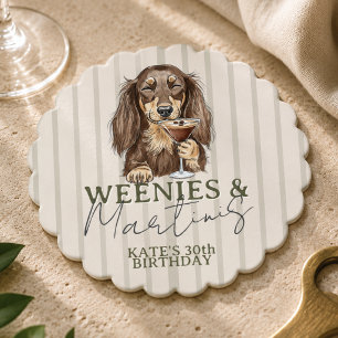 Met de hand getekende Weenies en Martinis Das Kartonnen Onderzetters