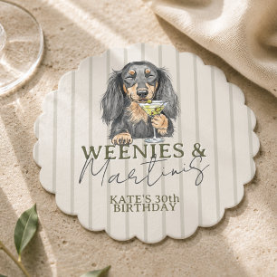 Met de hand getekende Weenies en Martinis Das Kartonnen Onderzetters