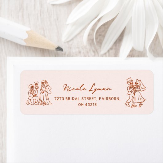 Met de hand getekende Whimsical Halloween Bruiloft Etiket (Insitu)