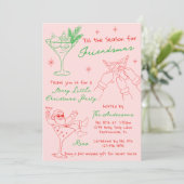 Met de Hand Getekende Whimsical Vriendenmas Kerstf Kaart (Staand voorkant)