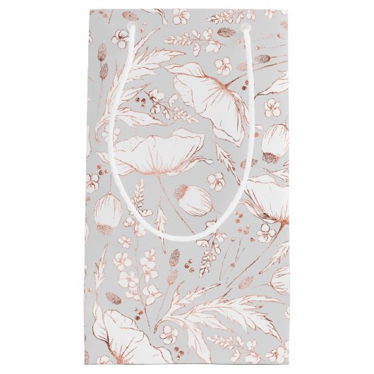 Met de hand getekende wilde bloemen elegant modern klein cadeauzakje (Voorkant)