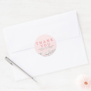 Met de hand getekende wilde bloemen minimalistisch ronde sticker