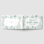 Met de Hand Getekende Wizige Smaragdgroene Huwelij Gastenboek (Volledig)