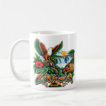 Met de hand getekende Zambia reis kunst landmark