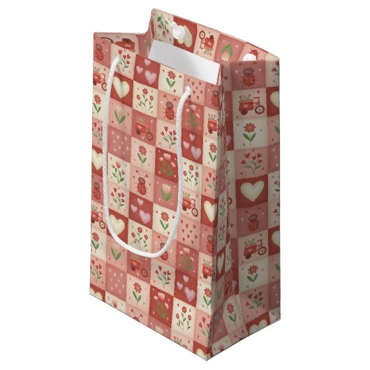 Met de Hand Getekende Zoete Patchwork - Cadeautas (Voorkant Gekanteld)