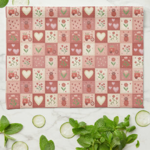 Met de Hand Getekende Zoete Patchwork - Keukenhand Theedoek