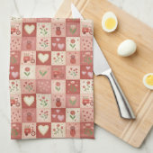 Met de Hand Getekende Zoete Patchwork - Keukenhand Theedoek (Quarter Fold)