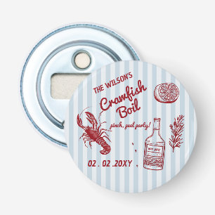 Met de hand getekende zomer zeevruchten rivierkree button flesopener