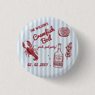 Met de Hand Getekende Zomer Zeevruchten Rivierkree Ronde Button 3,2 Cm