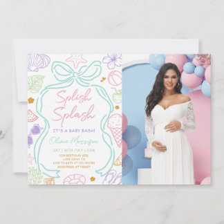 Met de Hand Getekende Zomer Zwembad Baby Shower Kaart