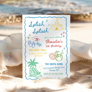 Met de hand getekende zomerpret aangepaste plons s kaart