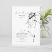 Met de Hand Getekende Zonnebloem Bruidsborrel Kaart (Staand voorkant)