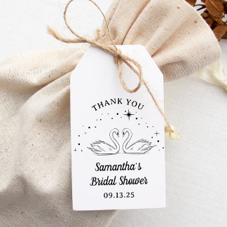 Met de Hand Getekende Zwaan Elegante Bruidsdouche  Cadeaulabel