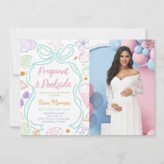 Met de hand getekende zwangere vrouw & zomer baby  kaart