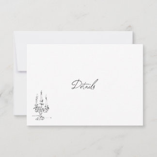 Met de Hand Getekende Zwart- Witte Huwelijksdetail RSVP Kaartje
