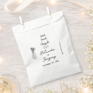 Met de hand getekende zwarte illustraties Doodles Bedankzakje