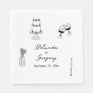 Met de hand getekende zwarte illustraties Doodles  Servet