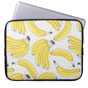 Met de hand getrokken achtergrond verse bananen. D Laptop Sleeve
