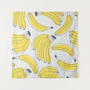 Met de hand getrokken achtergrond verse bananen. D Wandkleed