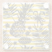 met de hand getrokken anananassen glazen onderzetter (Achterkant)