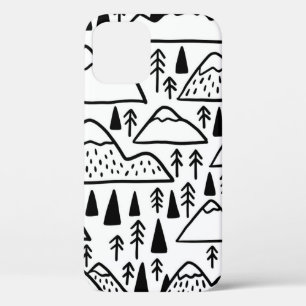 Met de hand getrokken bergen zijn ingesteld. colle iPhone 12 hoesje