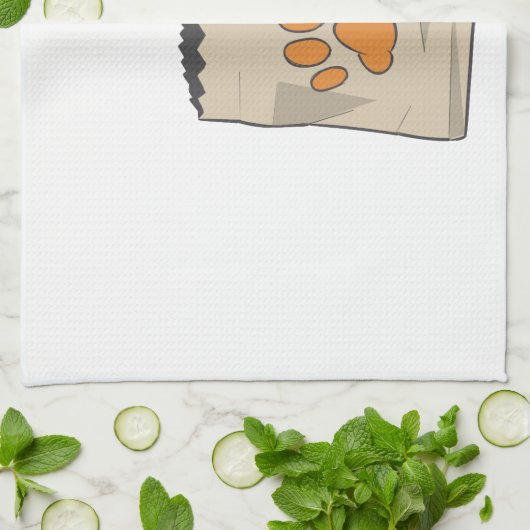 Met de hand getrokken kat in de zak theedoek (Gevouwen)