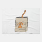 Met de hand getrokken kat in de zak theedoek (Horizontaal)