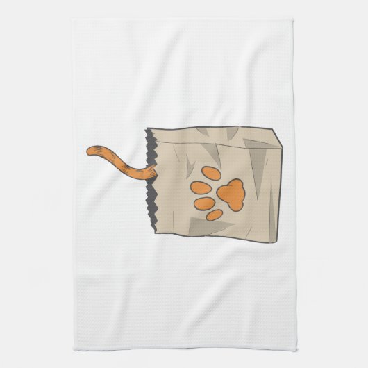 Met de hand getrokken kat in de zak theedoek (Verticaal)
