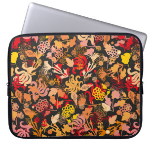 met de hand getrokken naadloos bloempatroon laptop sleeve