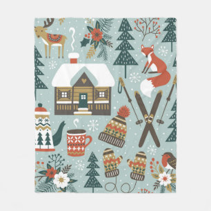 Met de hand getrokken naadloos  patroon met schatt fleece deken