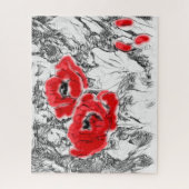 Met de hand getrokken rode papies bloemen bloemen legpuzzel (Verticaal)