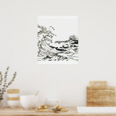 met de hand getrokken schets Grote Golf van Kanaga Poster (Keuken)