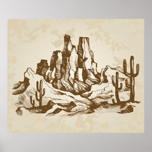 Met de hand getrokken schets. Typische landschapsw Poster (Voorkant)