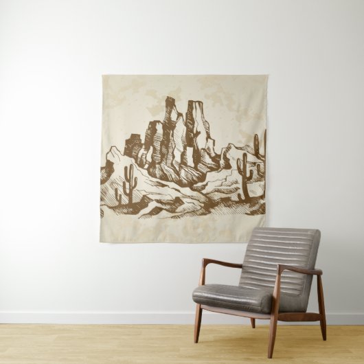 Met de hand getrokken schets. Typische landschapsw Wandkleed (In situ)