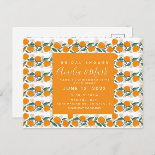 Met de hand getrokken Sinaasappel Botanisch Abstra Briefkaart (Voorkant / Achterkant)