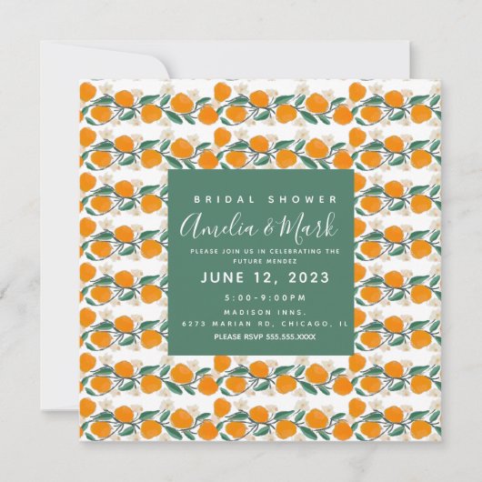 Met de hand getrokken Sinaasappel Botanisch Abstra Kaart (Voorkant)