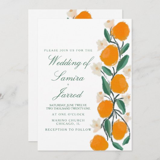 Met de hand getrokken Sinaasappel Botanische Abstr (Voorkant / Achterkant)