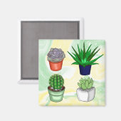 Met de hand getrokken Succulenten Magneet (Voorkant / Achterkant)