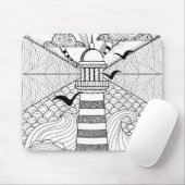 Met de hand getrokken vuurtoren muismat (Met muis)