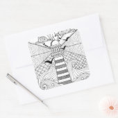 Met de hand getrokken vuurtoren vierkante sticker (Envelop)