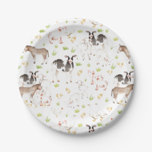 Met de hand getrokken waterverven dieren op het bo papieren bordje