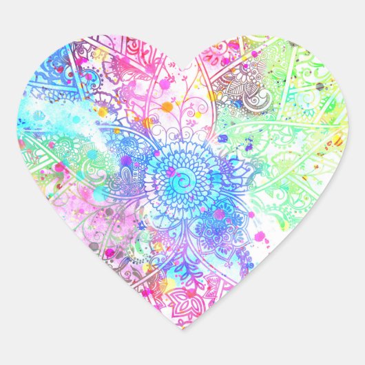 Met de hand getrokken waterverven voor het ontwerp hart sticker (Voorkant)