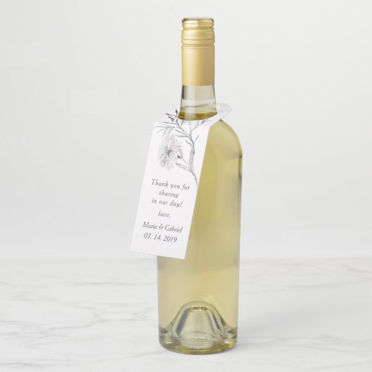 Met de hand getrokken zijbloem. Eenvoudig modern Flessenhanger (Schuin)