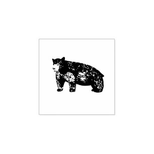 Met de hand getrokken zwart zwart monochrome Beer Rubberstempel