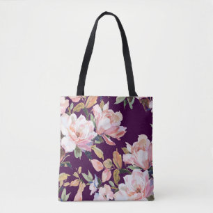 met de hand geverfde bloemkool, floral, waterverf, draagtas
