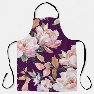 met de hand geverfde bloemkool, floral, waterverf, schort