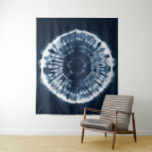 Met de hand geverfde indigo blue shibori-cirkel wandkleed (In situ)