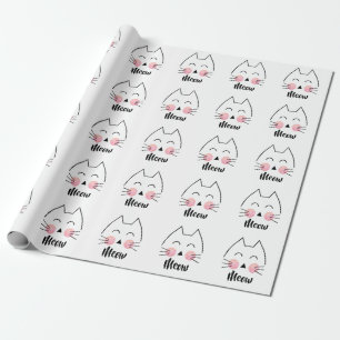 Met de hand ontworpen kat voor Waterverf met droog Cadeaupapier