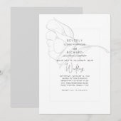 Met de hand uitgereikt Roos Simple White Wedding Kaart (Voorkant / Achterkant)